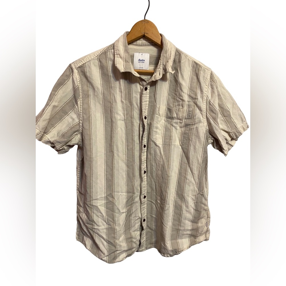 Katin Mens Striped Short Sleeve Button Up Size Large